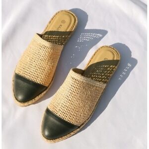 NEW KAANAS Palau Fishnet Mule Espadrille Custard Women 8 Flats Beach Resort Pool